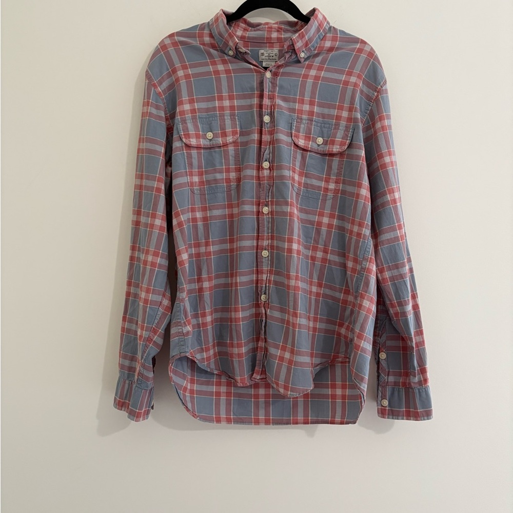 J. Crew Red and Gray Plaid Casual Shirt
